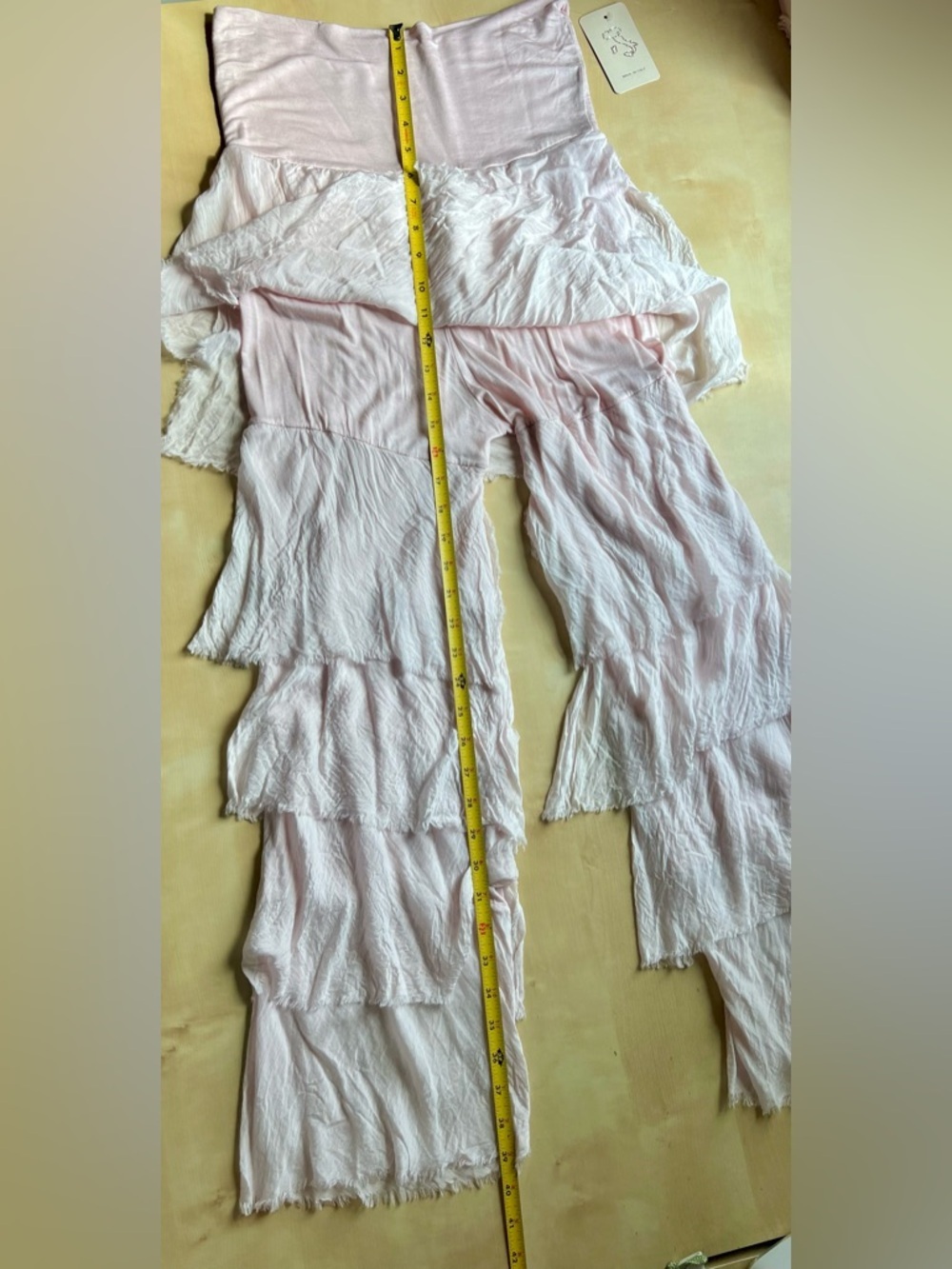 Romantic Blush Pink Silk Embroidered Boho Tunic Top Ruffle Pants Set Fairycore - Picture 12 of 16